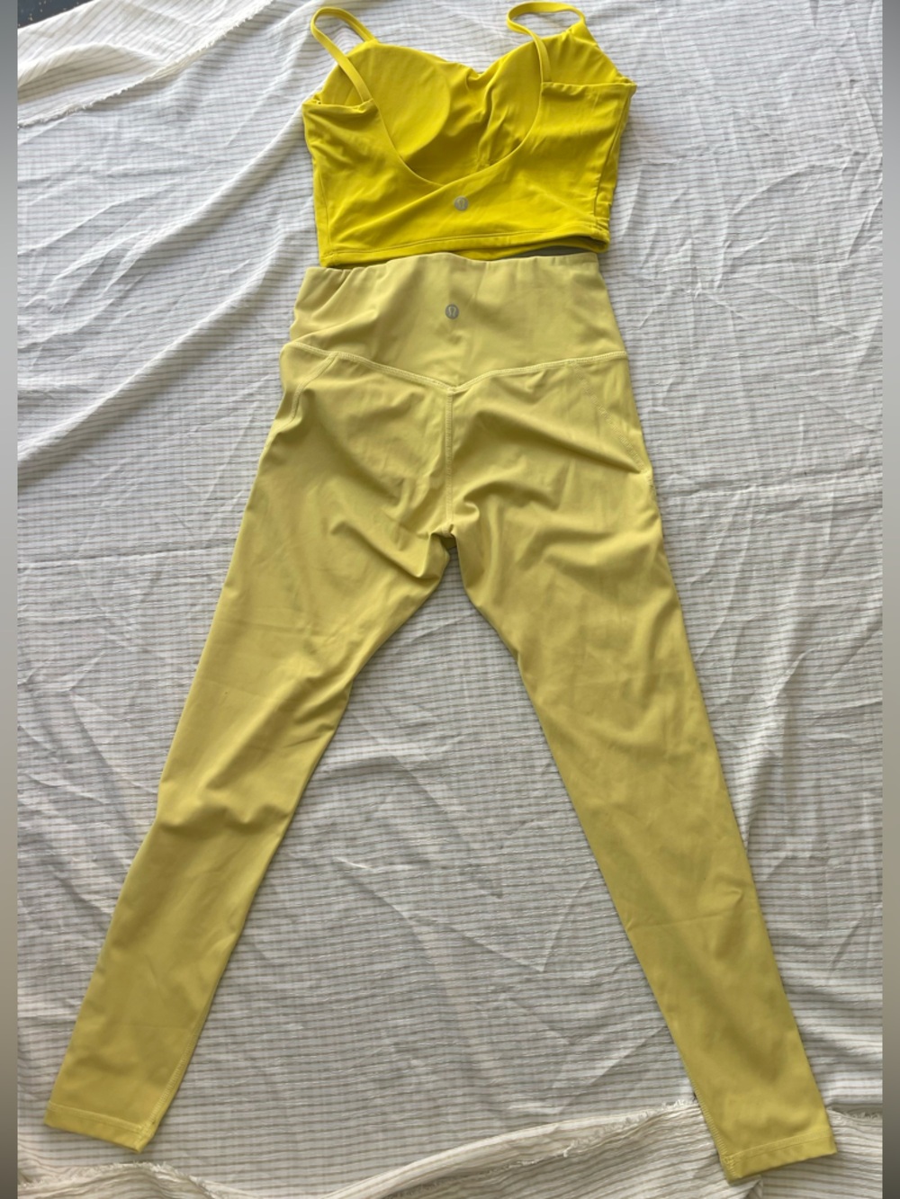 lululemon Women’s High-Waist Yellow Leggings & Crop Top Set